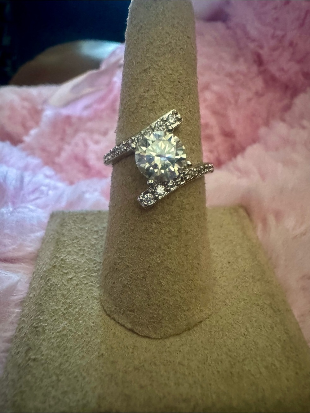 Silver-Tone Moissanite Solitaire Wrap Ring - Elegant Women's Jewelry